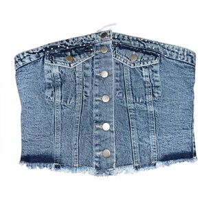 Truth Blue Denim Button-Up Corset Top